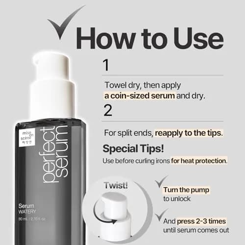 Mise En Scene Perfect Serum Watery Hair Oil 80ml (2.70 Fl Oz) | Lightweight Hydration for Fine, Oily Hair thumbnail 3