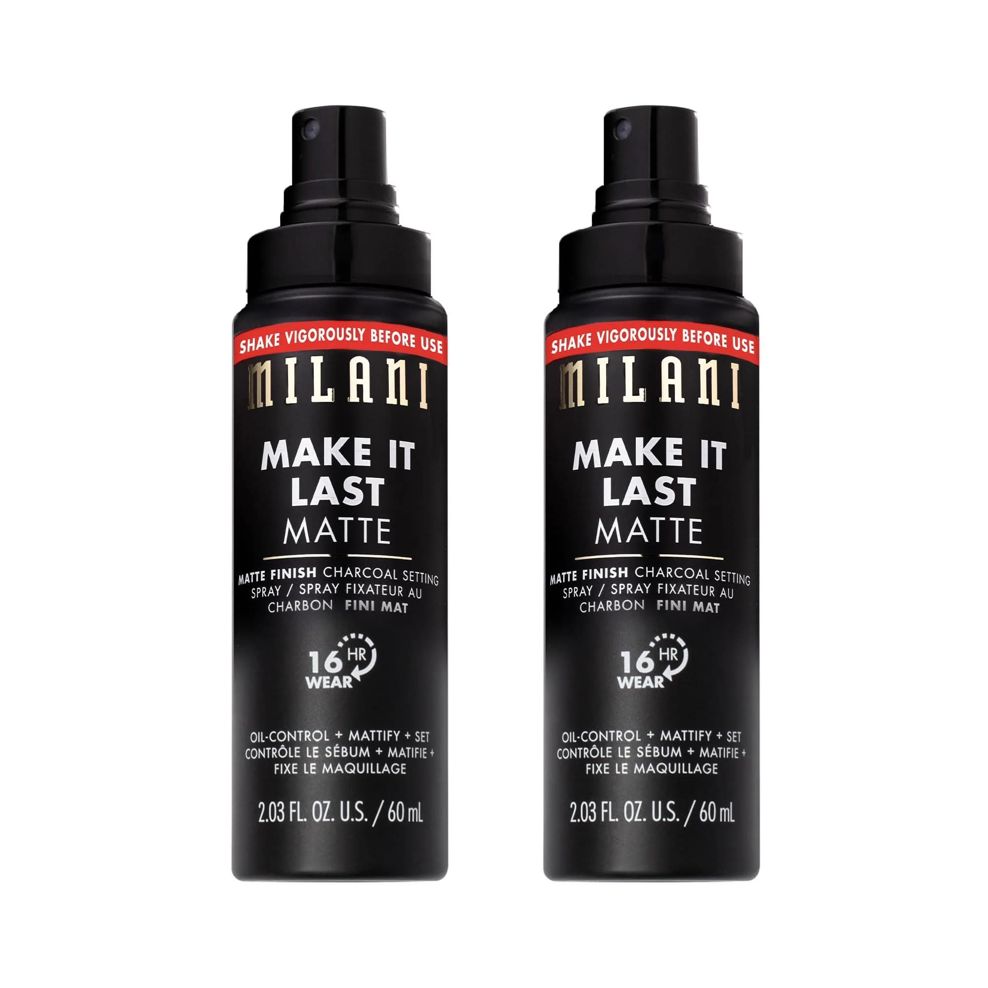 Milani Make It Last Matte Setting Spray for Makeup 2-Pack | Oil Absorbing, 2.03 Fl Oz (60ml) Each, Up to 16 Hours Matte Finish