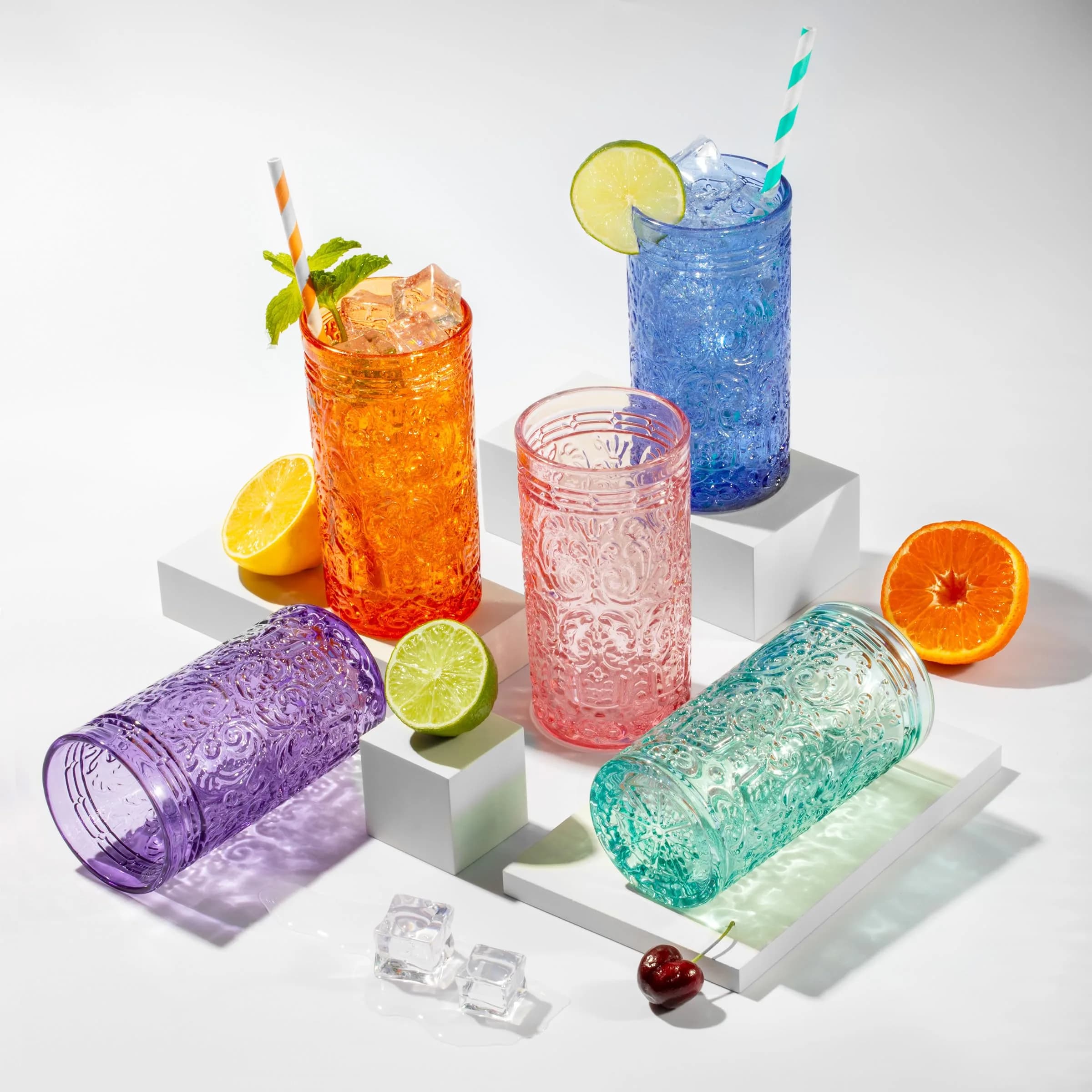 Godinger Jax Seafoam Highball Glasses (355ml / 12oz), Set of 4 | Elegant Glassware for Cocktails & Beverages - view 2