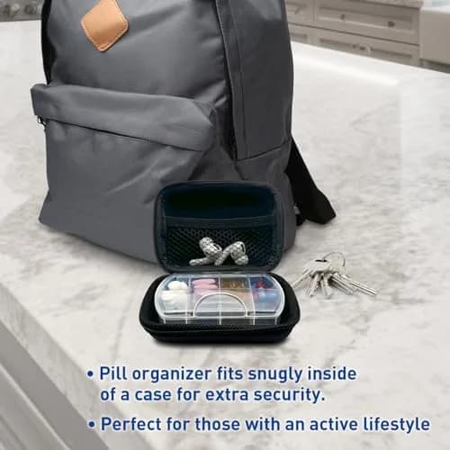 Ezy Dose Hard Sided Pill Organizer, Pocket Pharmacy Medicine Case, Black | 8 Compartments, BPA-Free, Travel-Friendly thumbnail 6