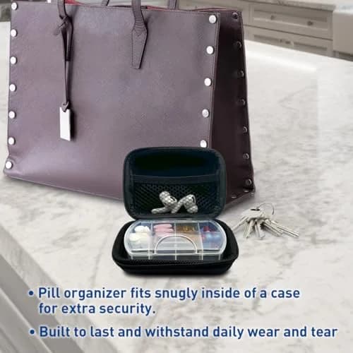 Ezy Dose Hard Sided Pill Organizer, Pocket Pharmacy Medicine Case, Black | 8 Compartments, BPA-Free, Travel-Friendly thumbnail 8