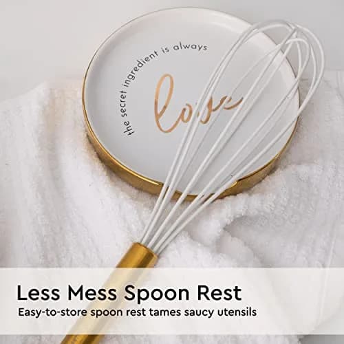 STYLED SETTINGS White Utensil Holder with Built-In Ceramic Spoon Rest | Large Capacity, Hygienic & Elegant thumbnail 9