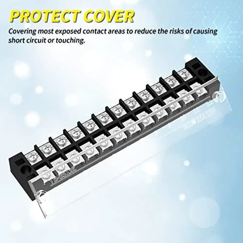 Joinfworld 35A 12 Position Terminal Block Set with Cover & Jumper Blocks (2 Sets) | Industrial Power Distribution thumbnail 5
