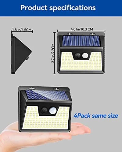 Peasur Solar Lights Outdoor Waterproof 4 Pack | 140LED Motion Sensor Security Lights for Patio & Fence thumbnail 4