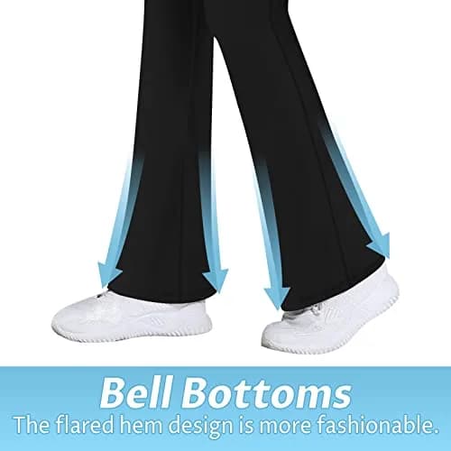 Gnainach Girls Cross Waist Bootcut Leggings 9-10 Years | High Rise, Flared, Black thumbnail 6