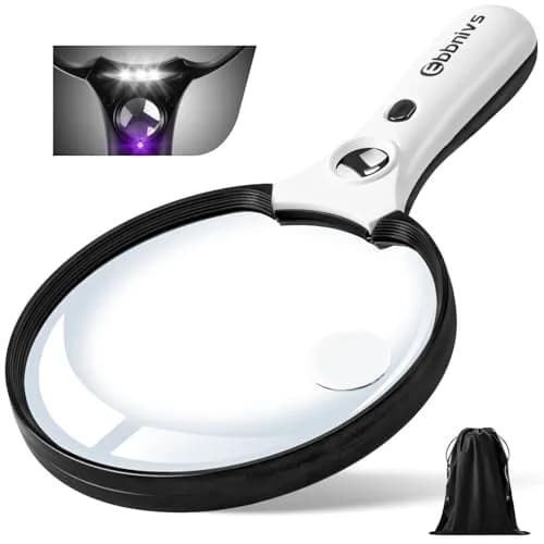 Ebbnivs Large Magnifying Glass with Light & UV 15.6cm (5.5 inch) | Distortion-Free Reading Aid for Seniors thumbnail 1