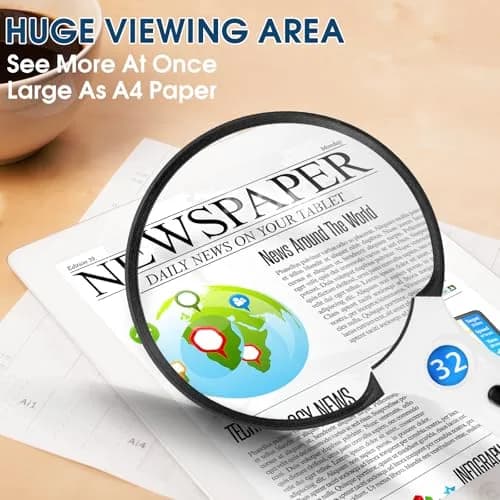 Ebbnivs Large Magnifying Glass with Light & UV 15.6cm (5.5 inch) | Distortion-Free Reading Aid for Seniors thumbnail 5
