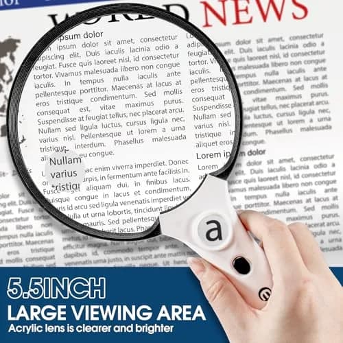 Ebbnivs Large Magnifying Glass with Light & UV 15.6cm (5.5 inch) | Distortion-Free Reading Aid for Seniors thumbnail 2