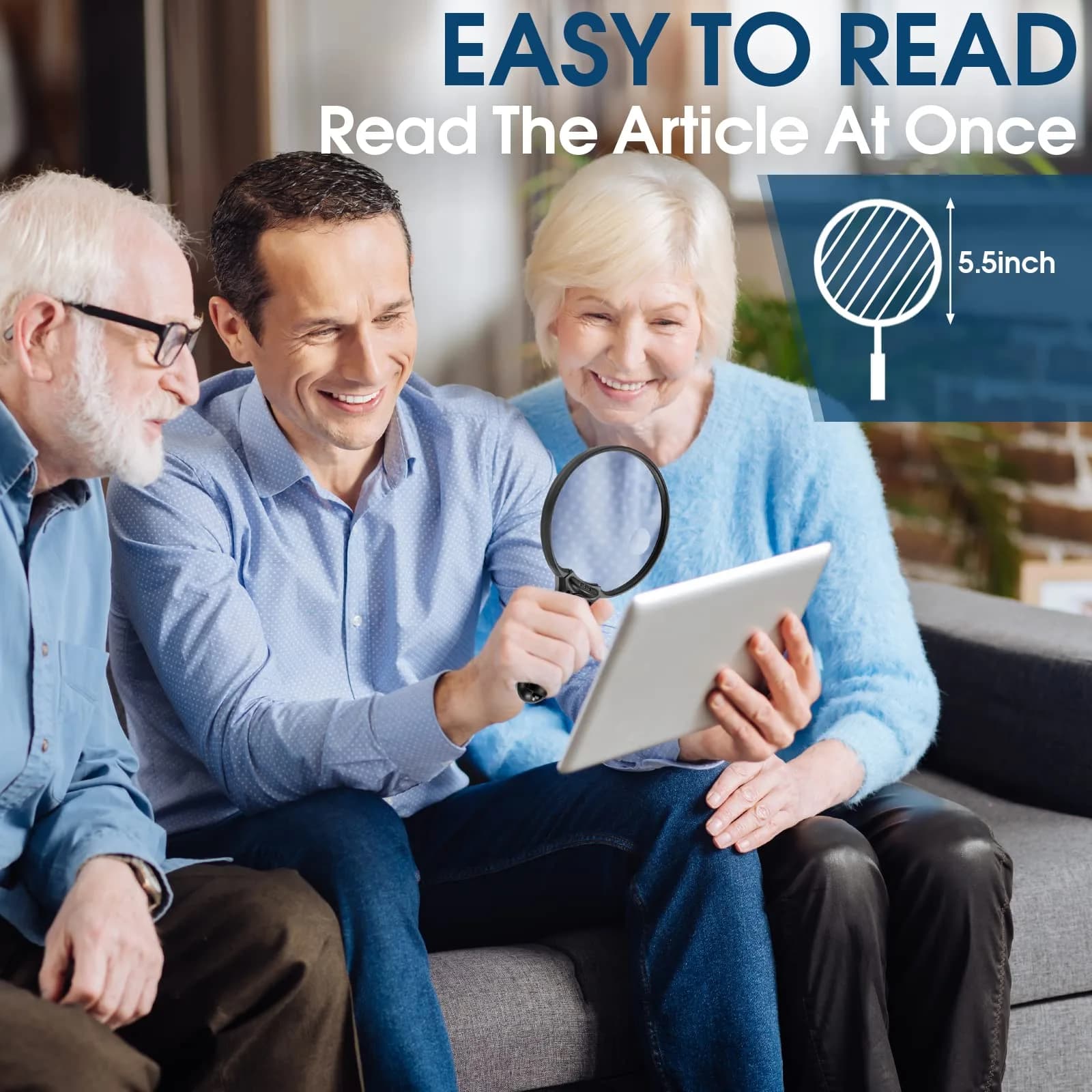 Ebbnivs Large Magnifying Glass with Light & UV 15.6cm (5.5 inch) | Distortion-Free Reading Aid for Seniors - view 3