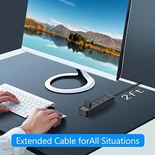 SmartQ 4-Port USB Hub - 1 USB 3.0 + 3 USB 2.0 Ports for MacBook, Mac Pro, Mac mini, iMac, Surface Pro, XPS, PC, Flash Drive, Mobile HDD, Laptop Extension Cable | Compact & Portable thumbnail 5