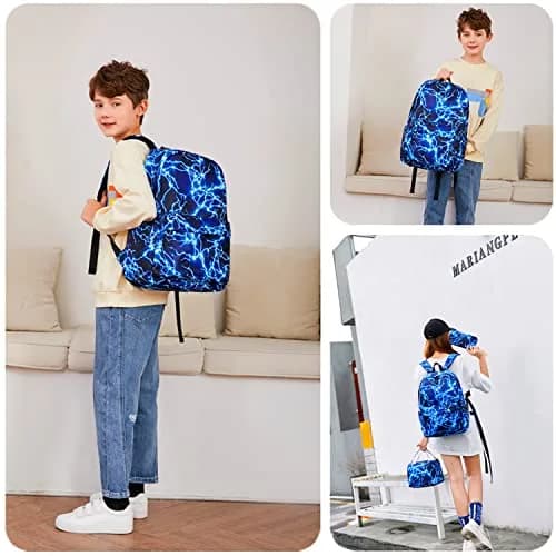 mezhsa Lightning Blue Backpack 17 Inches | Waterproof Lightweight School Bag for Kids thumbnail 6