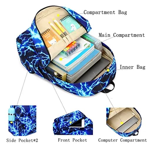 mezhsa Lightning Blue Backpack 17 Inches | Waterproof Lightweight School Bag for Kids thumbnail 7