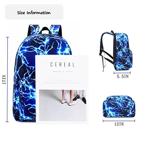 mezhsa Lightning Blue Backpack 17 Inches | Waterproof Lightweight School Bag for Kids thumbnail 3
