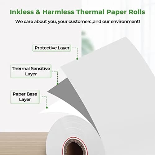 MUNBYN 2 1/4" x 50ft Thermal Paper Rolls (10 Rolls, 58mm) | BPA-Free, Smooth Print for POS Printers thumbnail 4