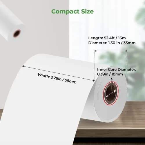 MUNBYN 2 1/4" x 50ft Thermal Paper Rolls (10 Rolls, 58mm) | BPA-Free, Smooth Print for POS Printers thumbnail 2