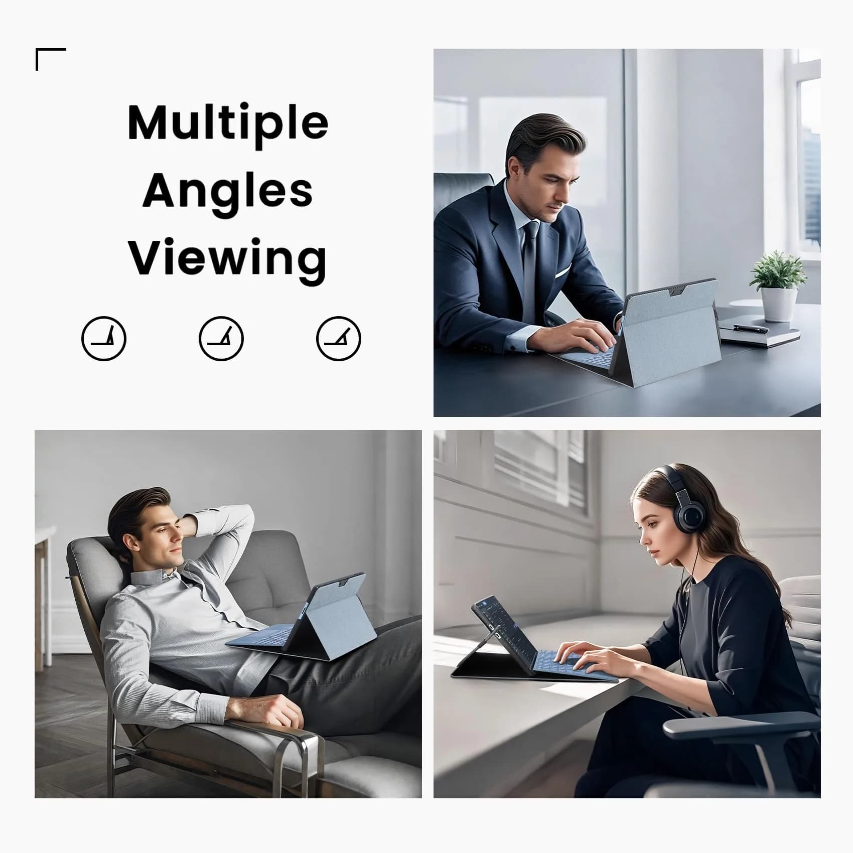 Omnpak Light Blue Case for 13-inch Surface Pro 11/10/9 with Multi-Angle Stand - view 4