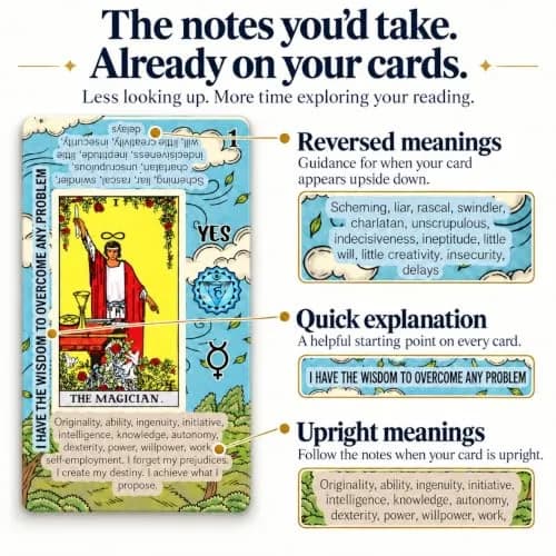TAROTIKA Tarot Cards for Beginners with Meanings on Them, Full 78-Card Deck | Classic Tarot Imagery & Practice thumbnail 2