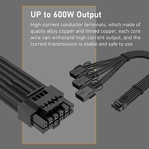 EZDIY-FAB Black 30.48 cm (1 ft) 12VHPWR PCIe 5.0 GPU Extension Cable | Stable Power for RTX 40 Series thumbnail 4