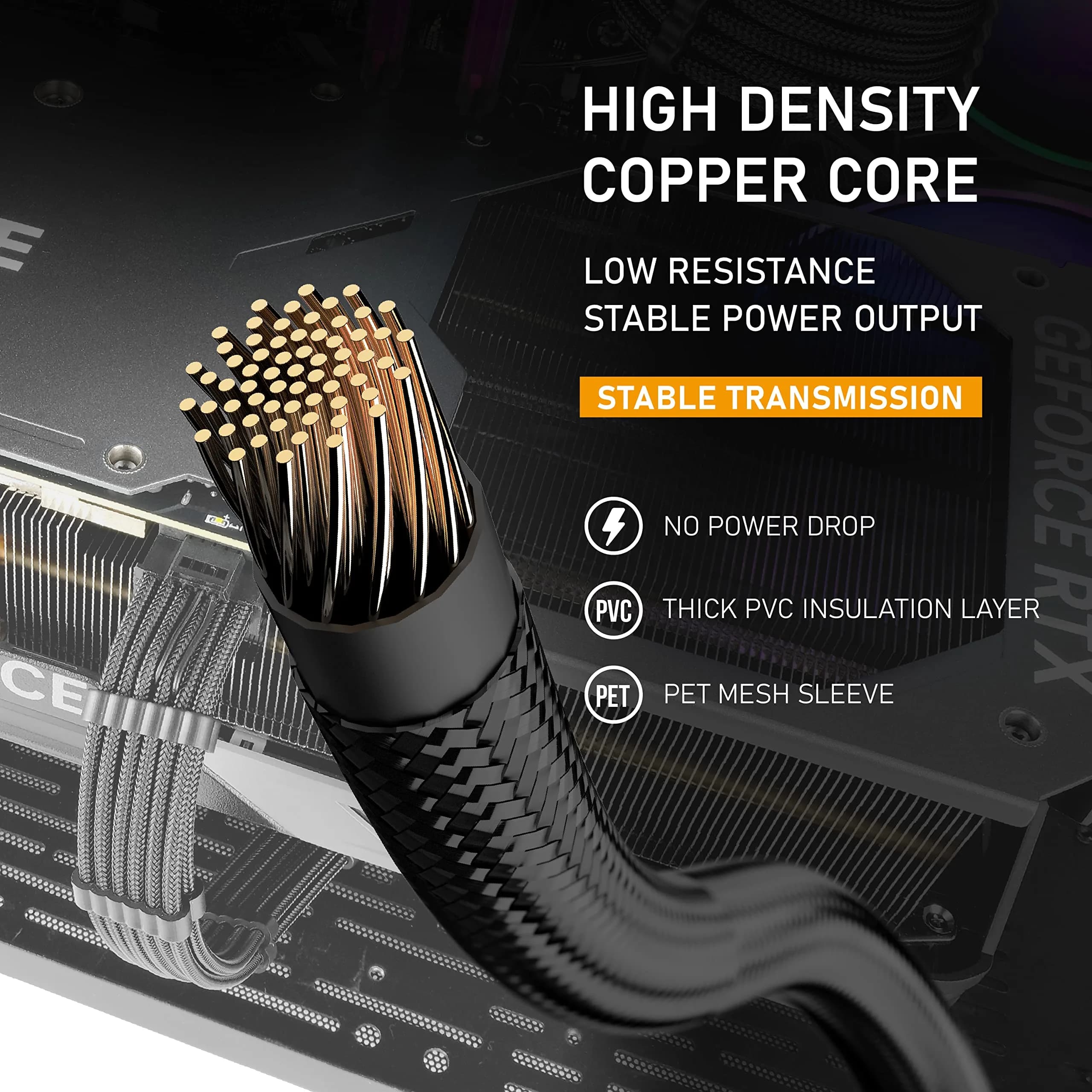 EZDIY-FAB Black 30.48 cm (1 ft) 12VHPWR PCIe 5.0 GPU Extension Cable | Stable Power for RTX 40 Series - view 6