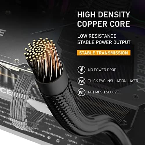 EZDIY-FAB Black 30.48 cm (1 ft) 12VHPWR PCIe 5.0 GPU Extension Cable | Stable Power for RTX 40 Series thumbnail 6