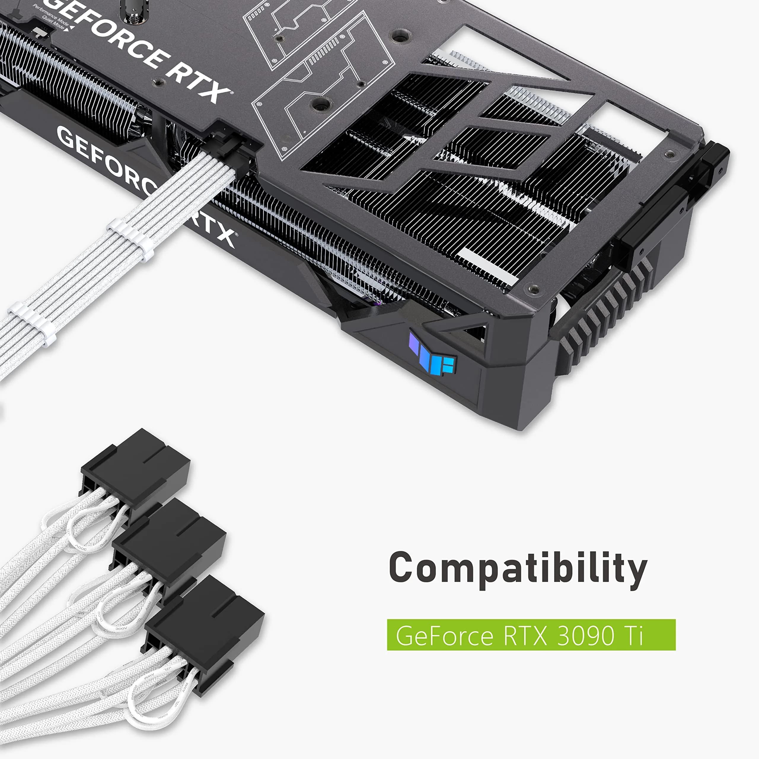 EZDIY-FAB White 16pin (12+4) 12VHPWR PCIe 5.0 Extension Cable 300mm | 600W Max Output for RTX 4080/3090Ti - view 6