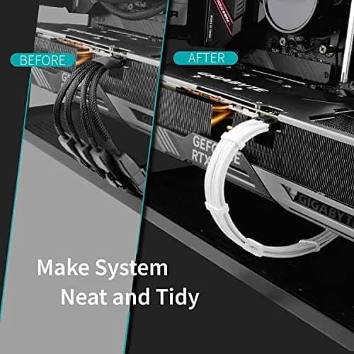 EZDIY-FAB White 16pin (12+4) 12VHPWR PCIe 5.0 Extension Cable 300mm | 600W Max Output for RTX 4080/3090Ti thumbnail 2