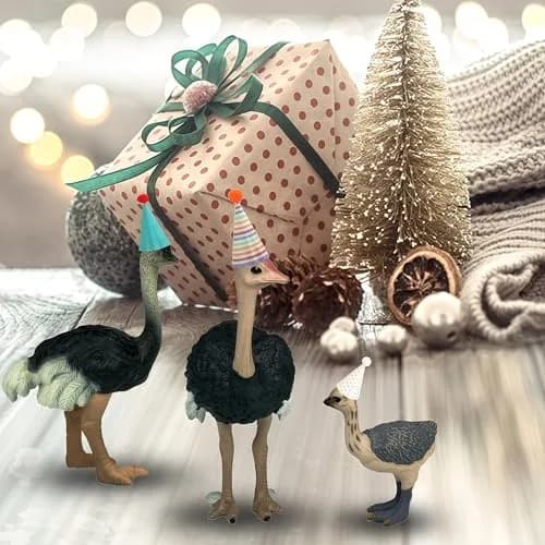Gemini&Genius Ostrich Action Figure Toys, Jungle Animal Playset 7.6cm (3 Inch) | ASTM-Tested Non-Toxic ABS Plastic thumbnail 7