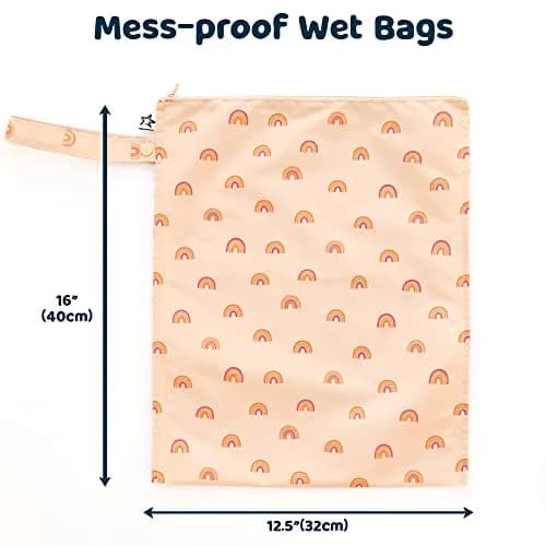 Tiny Twinkle Wet Bags 2-Pack | Waterproof Reusable Baby & Travel Wet Bags (Boho Rainbow) thumbnail 4