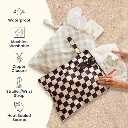 Tiny Twinkle Wet Bags 2-Pack | Waterproof Reusable Baby & Travel Wet Bags (Boho Rainbow) thumbnail 3