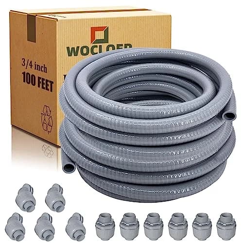 Wocloer 3/4 inch 100Ft Liquid-Tight Conduit Kit | Flexible Non Metallic Electrical Conduit with Fittings thumbnail 1