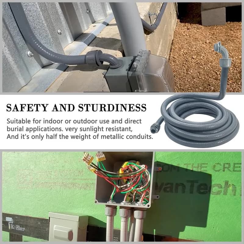 Wocloer 3/4 inch 100Ft Liquid-Tight Conduit Kit | Flexible Non Metallic Electrical Conduit with Fittings thumbnail 7