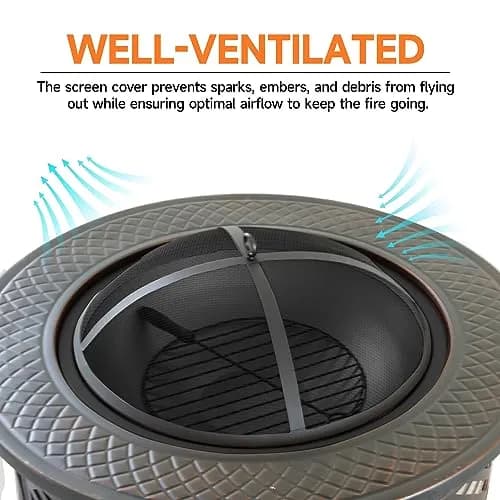 Classy Home 32-Inch Round Metal Fire Pit Table Set | Durable Alloy Steel Outdoor Heating thumbnail 4