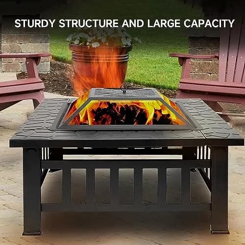 Classy Home 32-Inch Square Wood Burning Fire Pit | Heavy-Duty Alloy Steel Outdoor Fire Table thumbnail 7