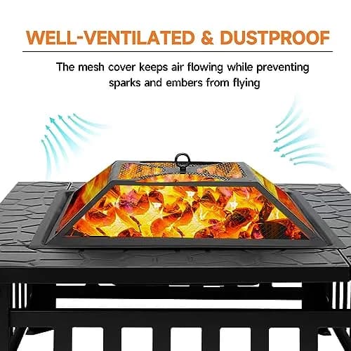 Classy Home 32-Inch Square Wood Burning Fire Pit | Heavy-Duty Alloy Steel Outdoor Fire Table thumbnail 3