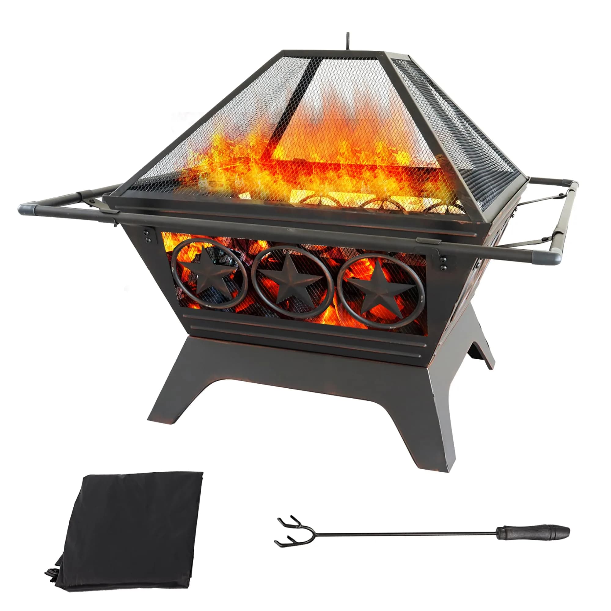 Classy Home 33-Inch Square Fire Pit | Heavy-Duty Alloy Steel Outdoor Fire Table