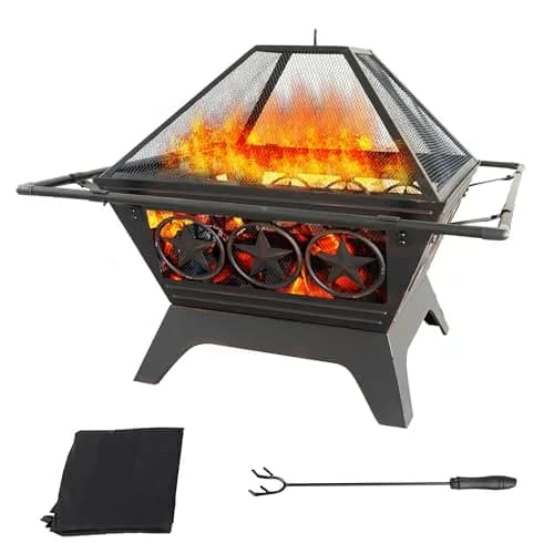 Classy Home 33-Inch Square Fire Pit | Heavy-Duty Alloy Steel Outdoor Fire Table thumbnail 1
