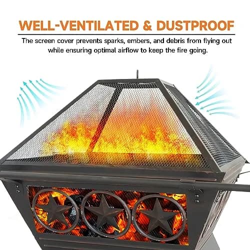 Classy Home 33-Inch Square Fire Pit | Heavy-Duty Alloy Steel Outdoor Fire Table thumbnail 3