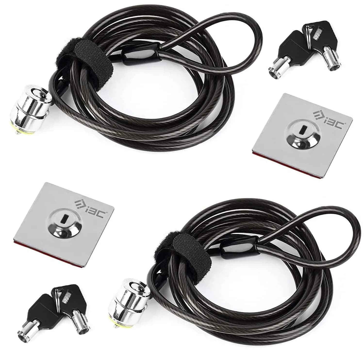 I3C Laptop Cable Lock Hardware Security Cable Lock Anti Theft, Anchor Plate & 2 Keys (2 Pack) | Cut-Resistant Carbon Steel - main product image