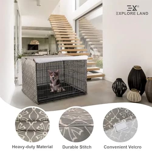 Explore Land Pattern Dog Crate Cover, 24 Inches | Vintage Violet Den-Like Environment thumbnail 4