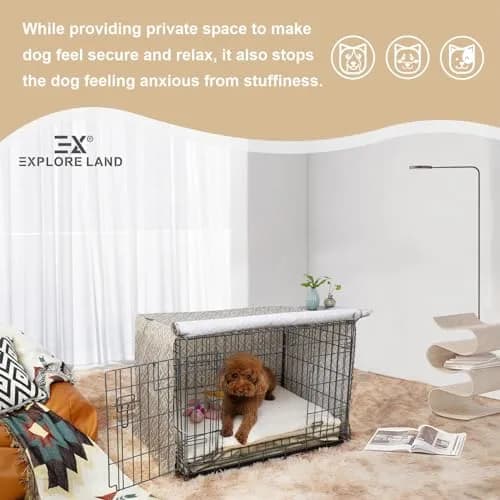 Explore Land Pattern Dog Crate Cover, 24 Inches | Vintage Violet Den-Like Environment thumbnail 6
