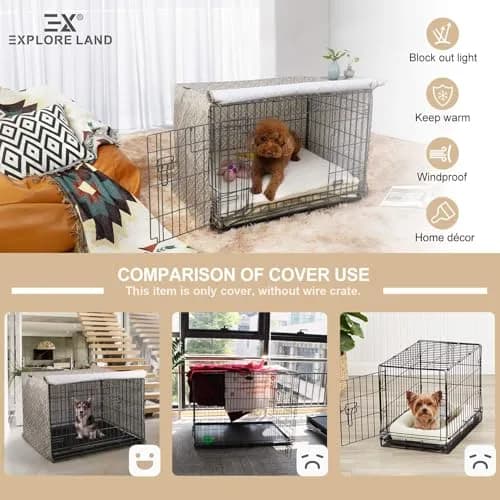 Explore Land Pattern Dog Crate Cover, 24 Inches | Vintage Violet Den-Like Environment thumbnail 3