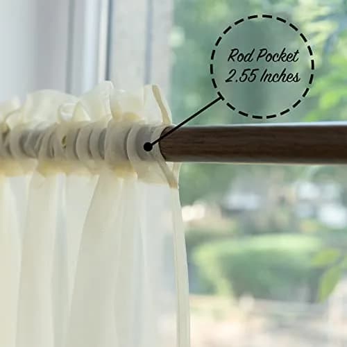 PearAge Beaded Sheer Valance Curtains 51x24 Inches | Bead Trim Tassel Voile Sheer Curtain for Living Room & Bedroom thumbnail 4