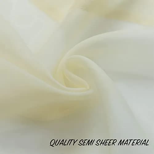 PearAge Beaded Sheer Valance Curtains 51x24 Inches | Bead Trim Tassel Voile Sheer Curtain for Living Room & Bedroom thumbnail 3