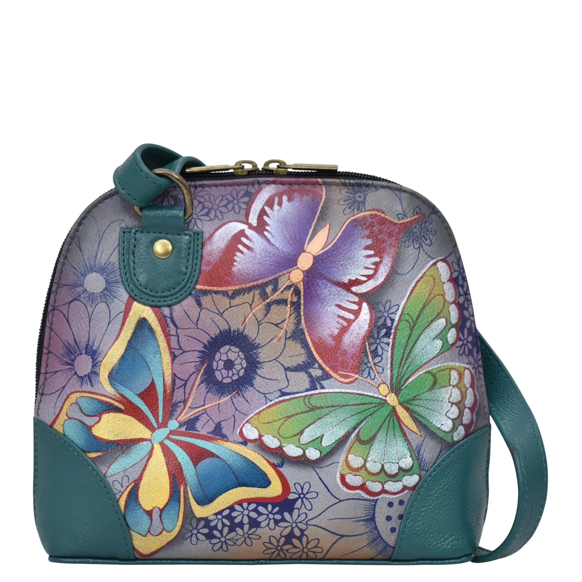 Anna by Anuschka Hand Painted Genuine Leather Small Organizer - Butterfly Paradise | 20.25cm (8") Width — Butterfly Paradise