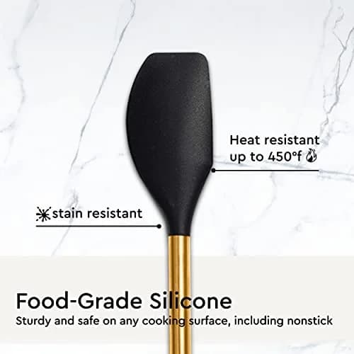 Styled Settings Black and Gold Silicone Utensil Set, 6-Piece | Heat-Resistant Up to 400°F, Nonstick Safe, BPA-Free thumbnail 8