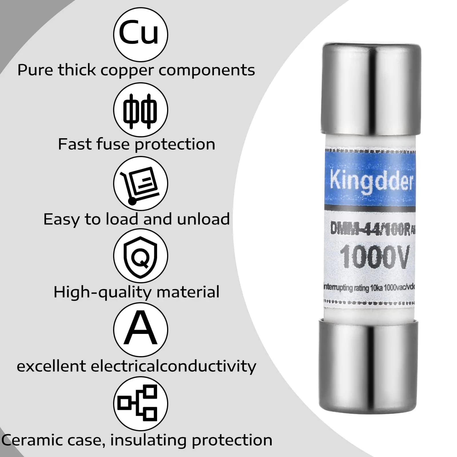 Kingdder 440MA 1000V Fast Acting Cartridge Fuses 10 x 35 mm (0.39 x 1.38 in) | Pack of 10 - view 4