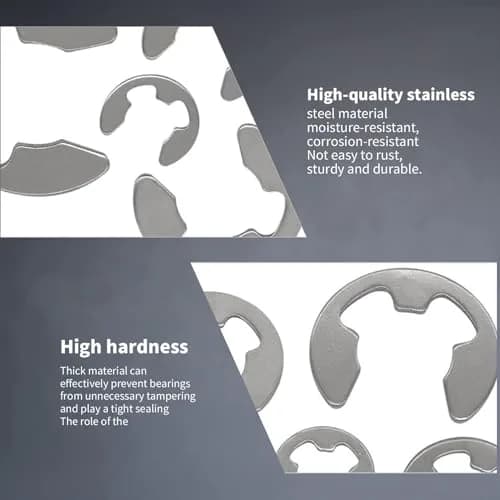 wugongshan Stainless Steel E-Clip Circlip External Retaining Rings Assortment Kit, 200 Pcs (M1.5-M10) | Essential for Shaft & Housing Fixation thumbnail 4