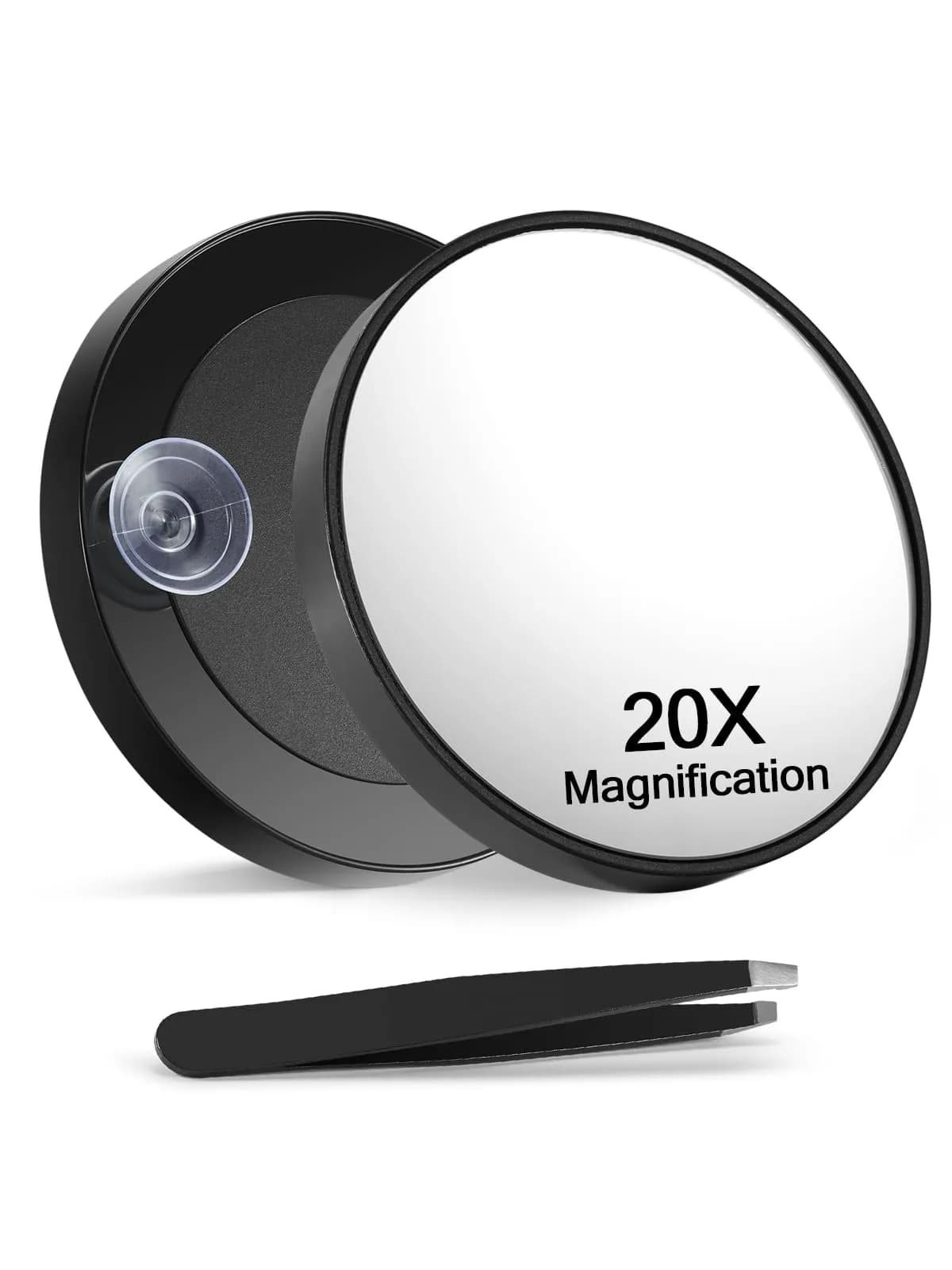 Macaki 20x Magnifying Mirror Suction Cup | Powerful 3.5 in, Black, Travel & Makeup — Black 20x