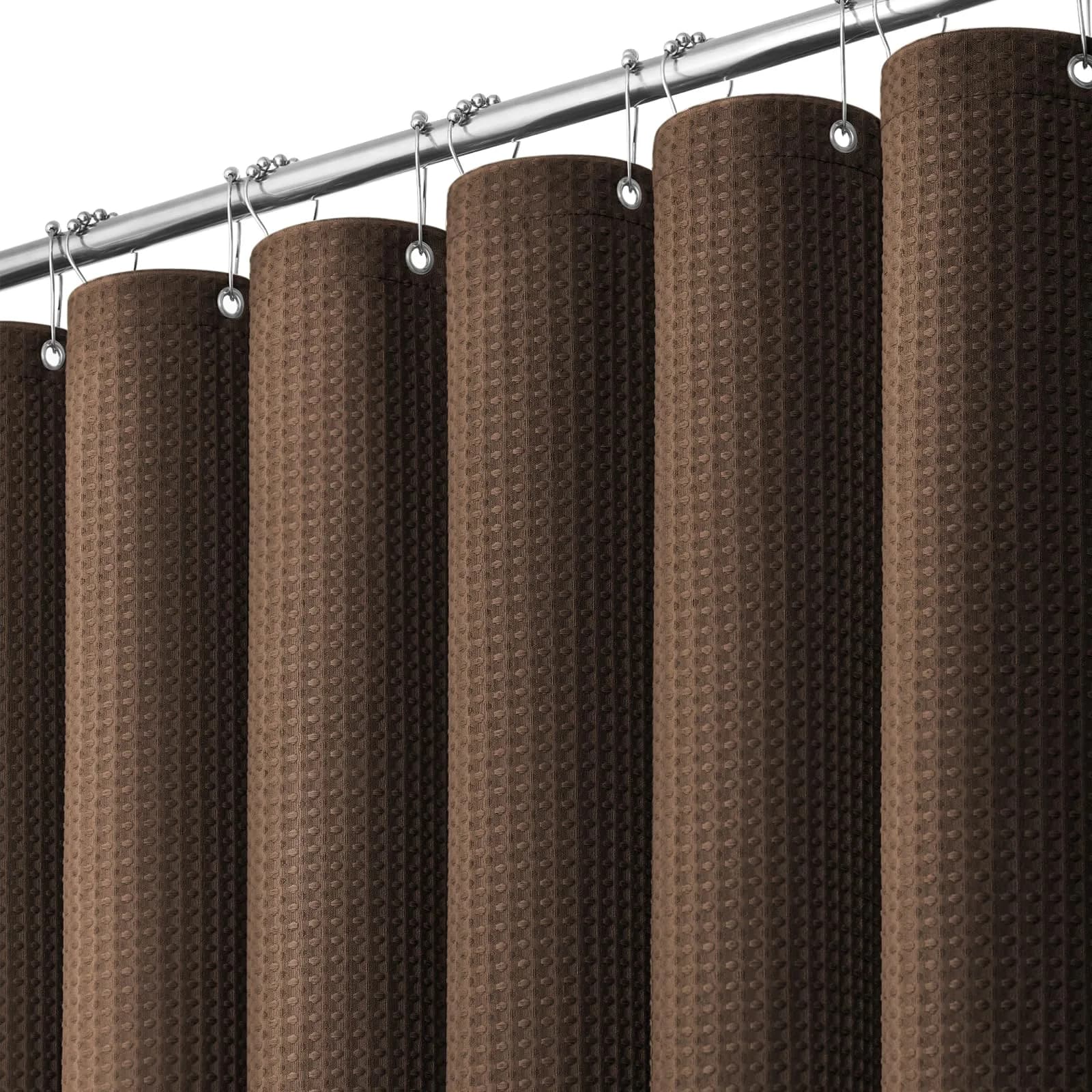 Dynamene Waffle Shower Curtain 183cm x 183cm (72"x72") | Heavy Duty 256 GSM Fabric with Weighted Hem