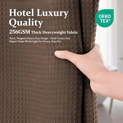 Dynamene Waffle Shower Curtain 183cm x 183cm (72"x72") | Heavy Duty 256 GSM Fabric with Weighted Hem thumbnail 6